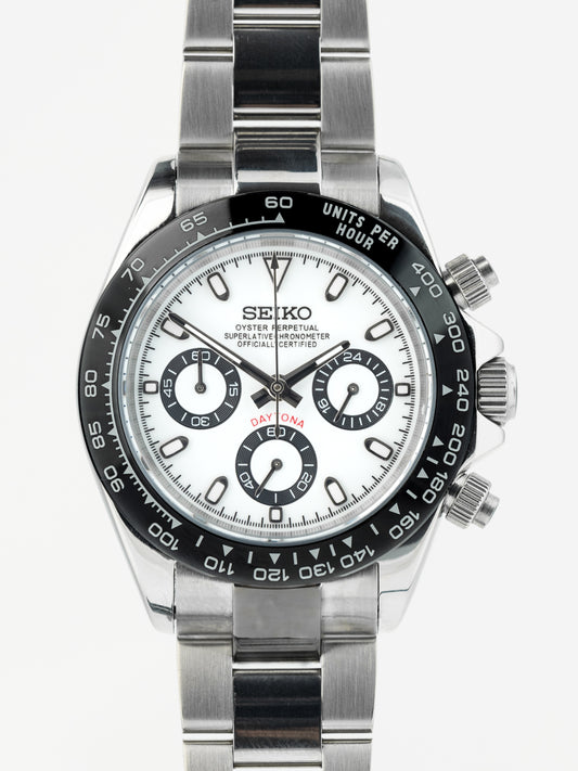 Seiko Mod White Daytona Chronograph Perpetual Panda Watch