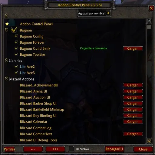 Addon Control Panel - Mod para World of Warcraft
