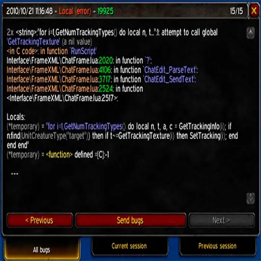 BugSack - Mod para World of Warcraft